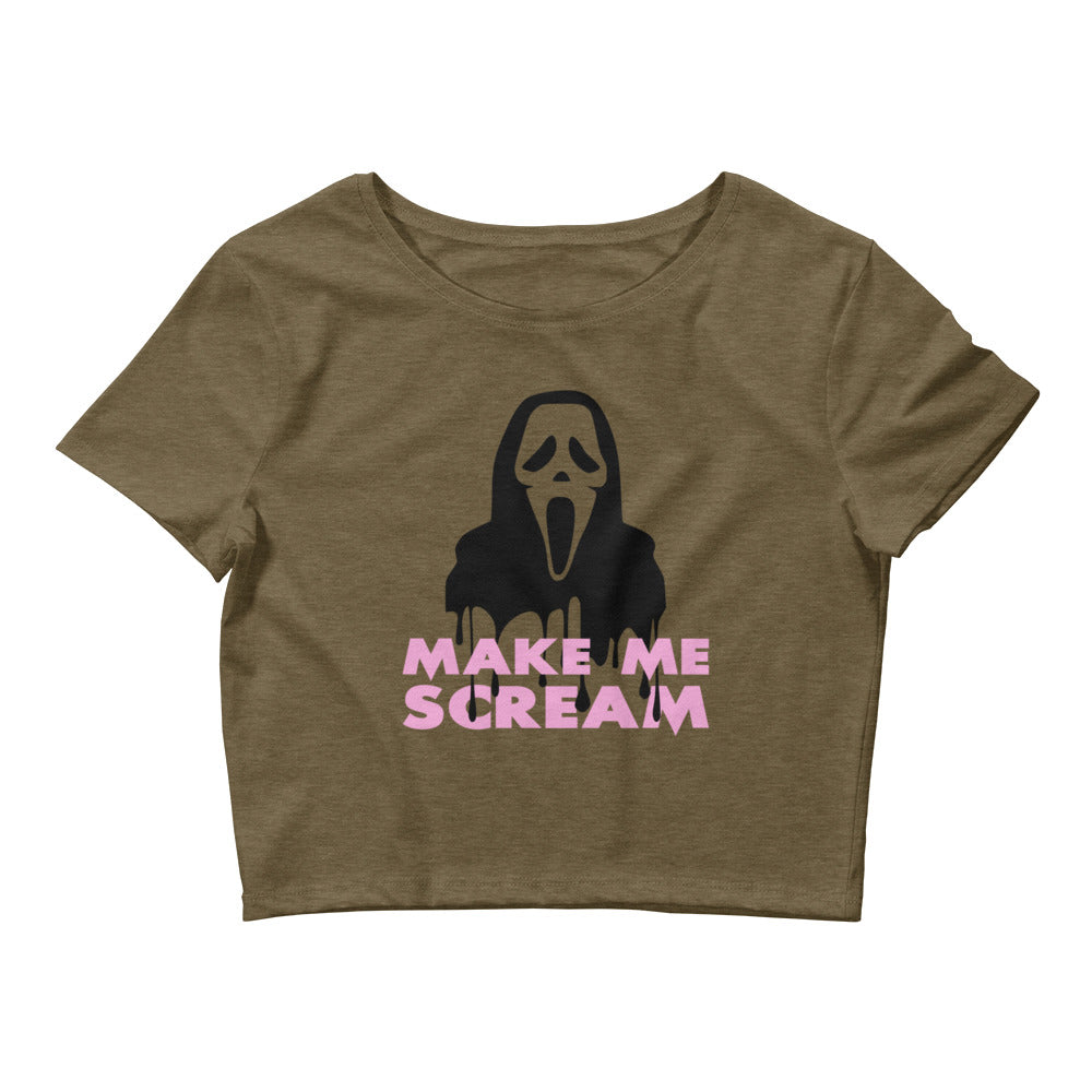 Make Me Scream Halloween Ghost Face Crop Top