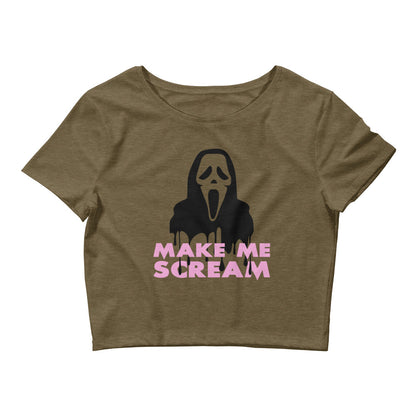 Make Me Scream Halloween Ghost Face Crop Top